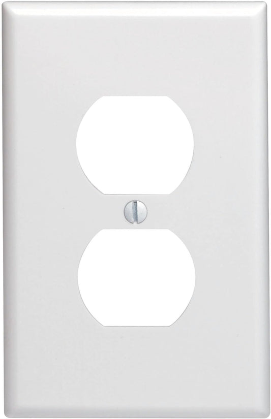 Leviton 80503-W 1-Gang Duplex Device Receptacle Wallplate, Midway Size, Thermoset, Device Mount, White