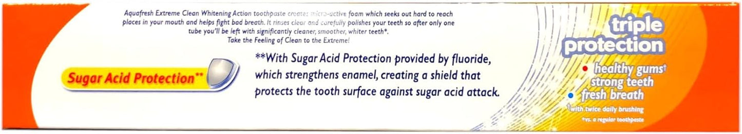 Aquafresh Extreme Clean Whitening Action Fluoride Toothpaste, Mint Blast, 5.6 oz (Pack of 2)