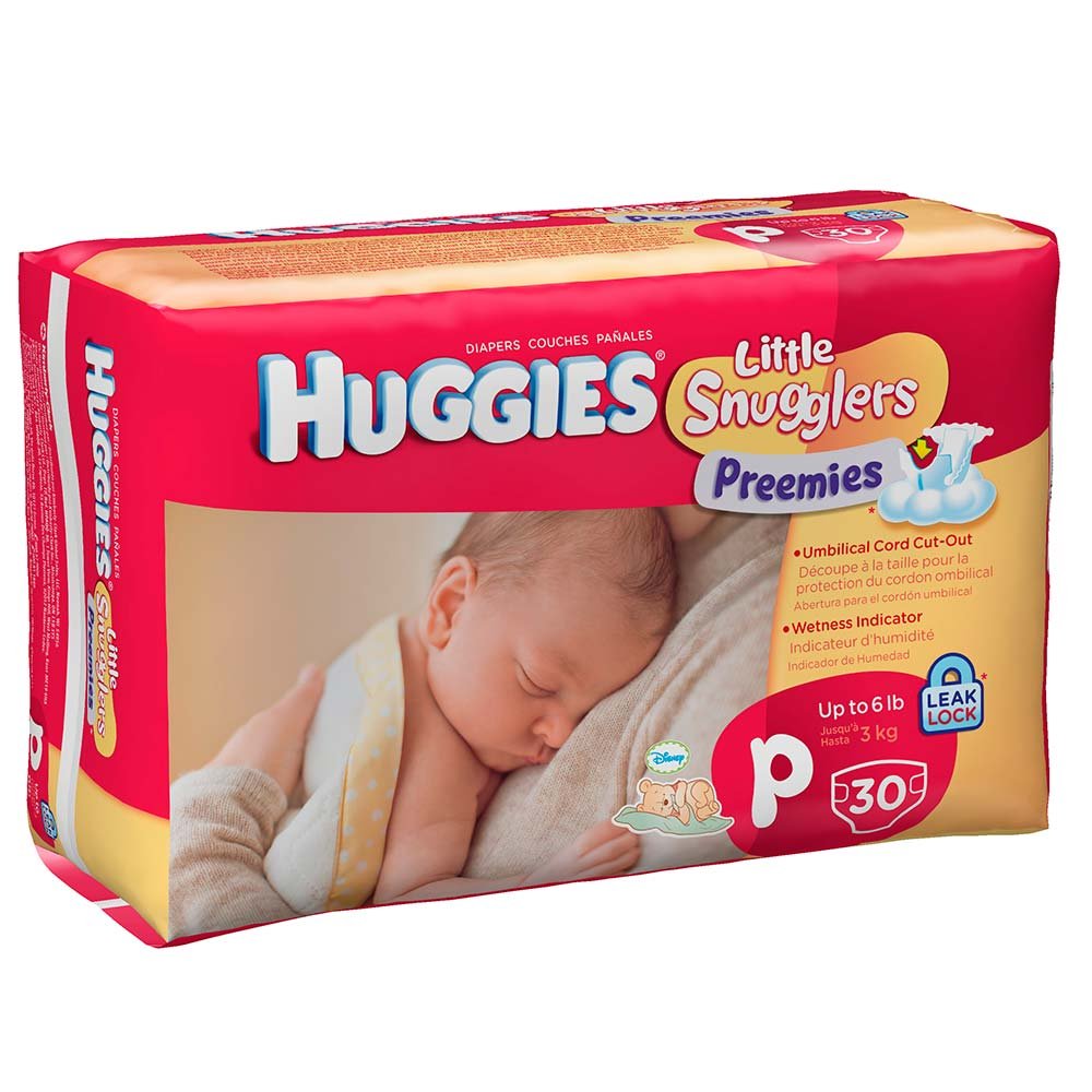Huggies Gentle Care Preemies Diapers, Size P, 30-Count
