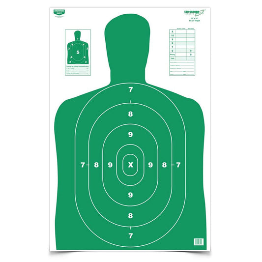 Birchwood Casey 23" x 35" Eze-Scorer BC-27 High-Contrast Silhouette Shoot-Up Brilliant White Paper Targets for Indoor and Outdoor Use, Color Options