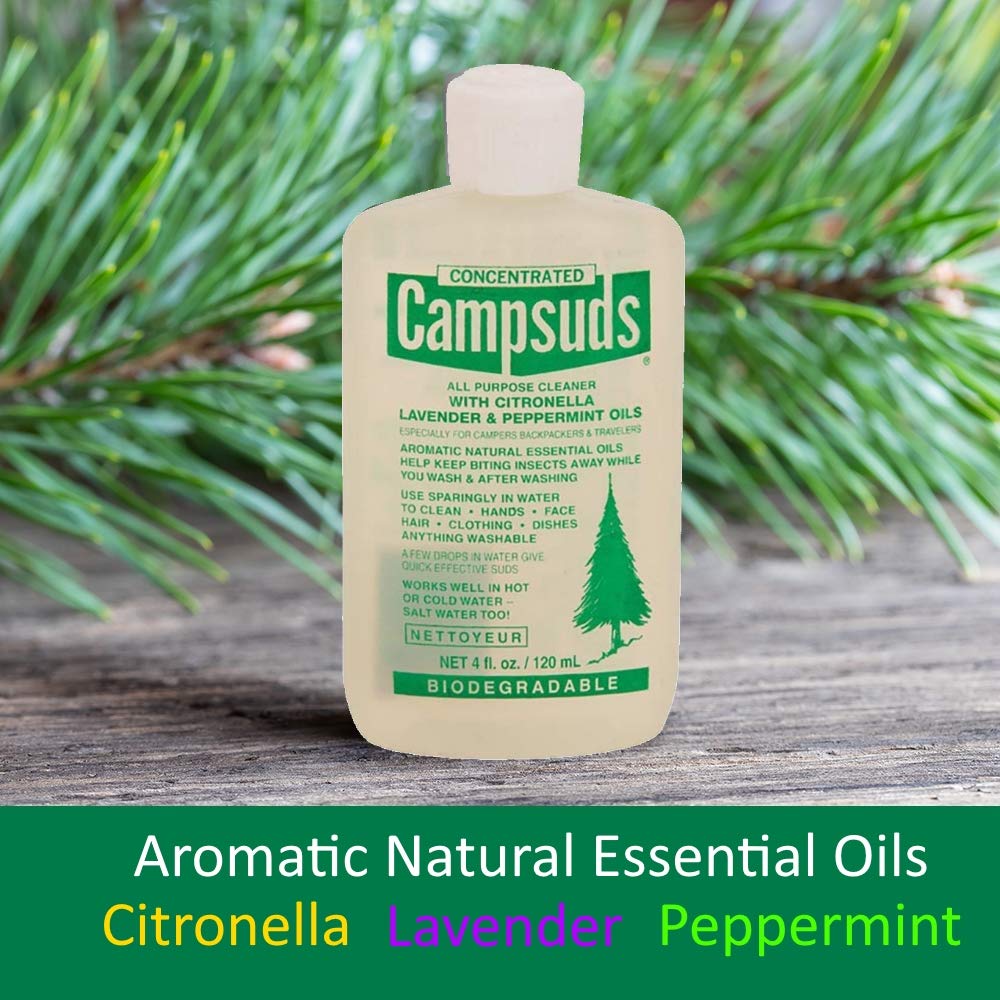 Sierra Dawn Campsuds Biodegradable Soap with Insect Deterrent Citronella, Lavender, Peppermint Oils (4 Ounce, 3 Bottles)