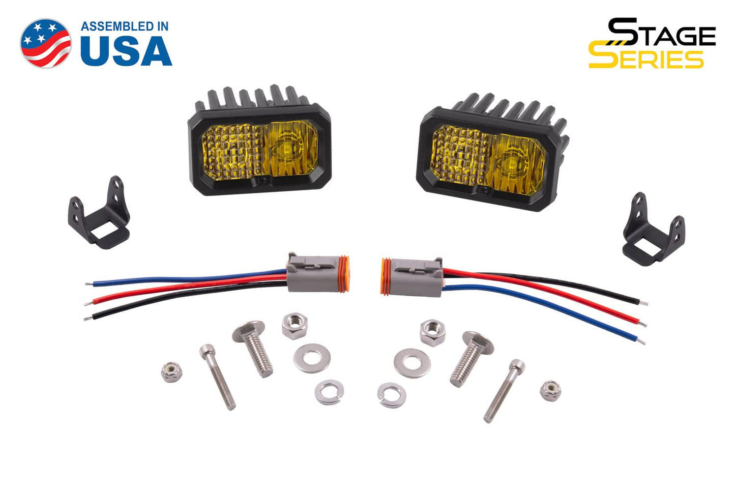 Diode Dynamics SSC2 SAE Yellow Sport Standard LED Pod (pair), Combo w/Amber Backlight