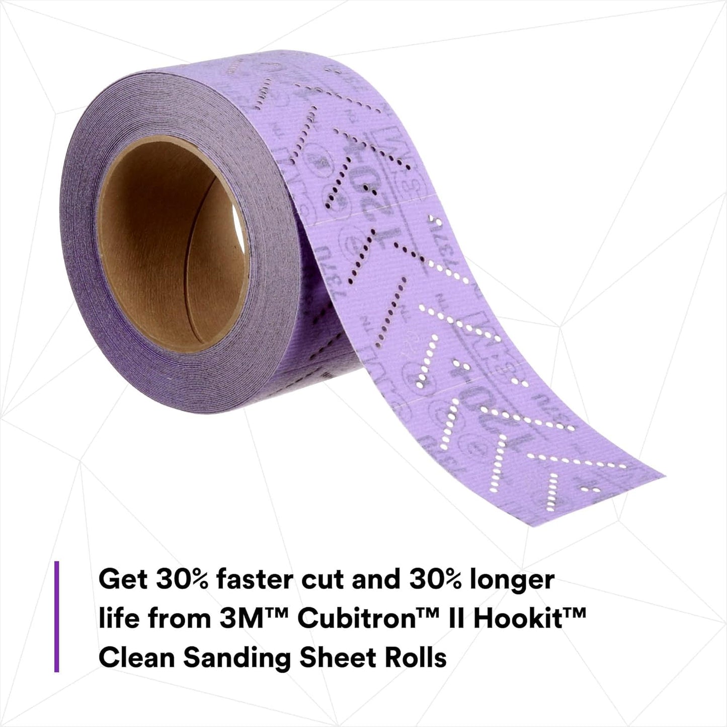 3M Cubitron II Hookit Abrasive Sheet Roll, 34444, Multi-Hole, 70 mm x 12 m, 120+ Grade, Automotive Sanding Roll Sandpaper for Coating Removal, Body Repair, Auto Sanding
