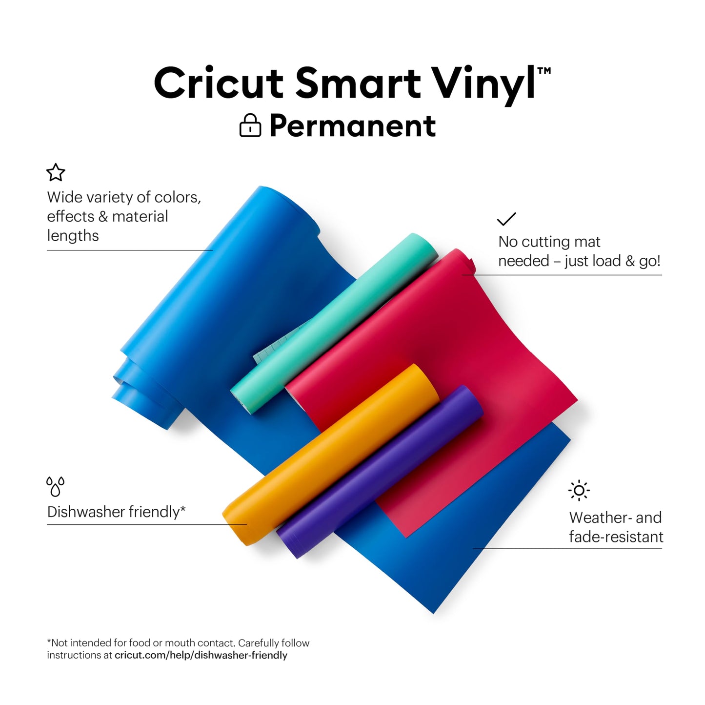 Cricut Smart Permanent Vinyl, White - 3ft Roll (13'x36') Adhesive Craft Vinyl - Matless cutting for cuts up to 12ft with Maker 3 / Explore 3 Machines