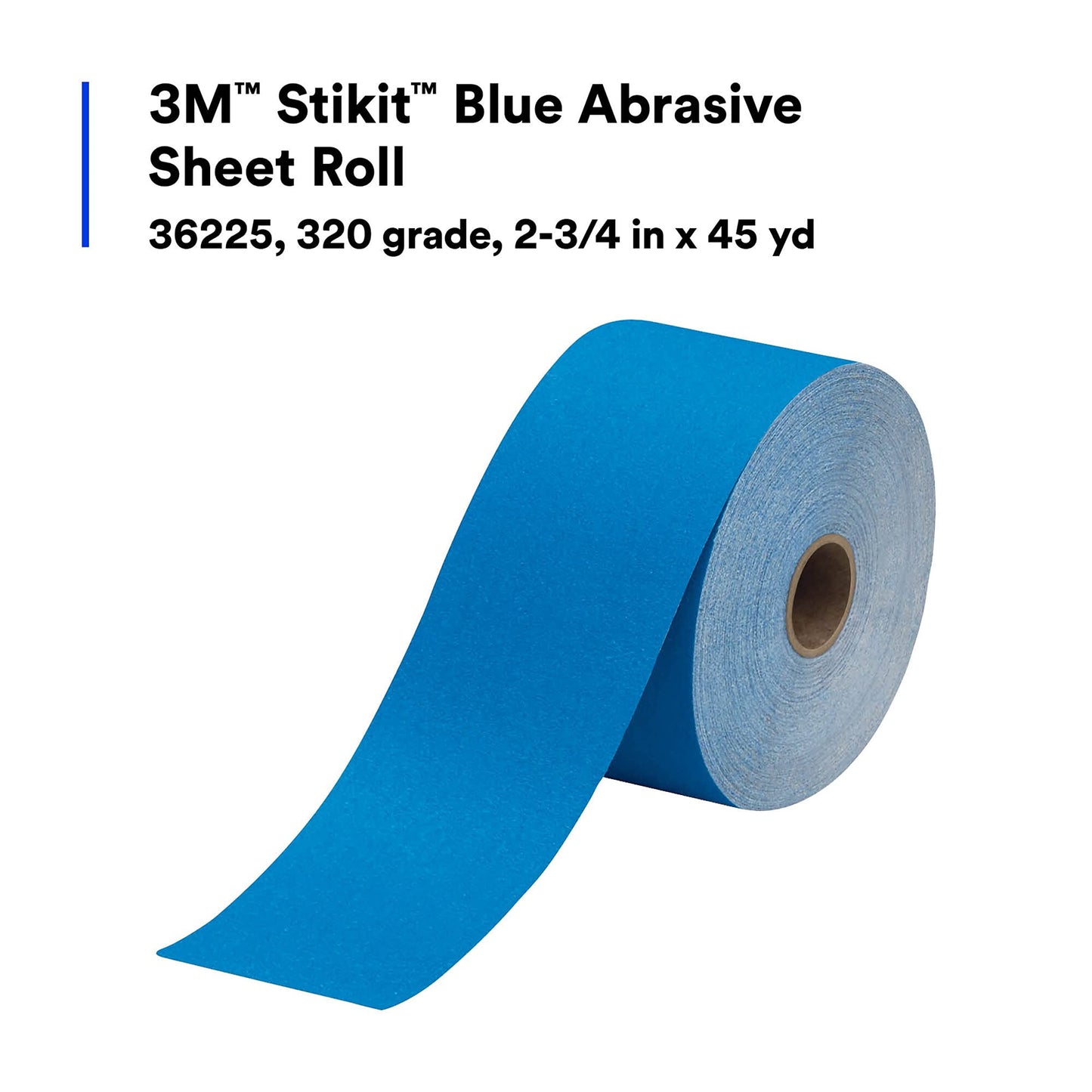3M Stikit Blue Abrasive Sheet Roll, 36217, No Hole, 2.75 in x 20 yd, 80+ Grade, Automotive Sanding Roll Sandpaper for Coating Removal, Body Repair, Auto Sanding