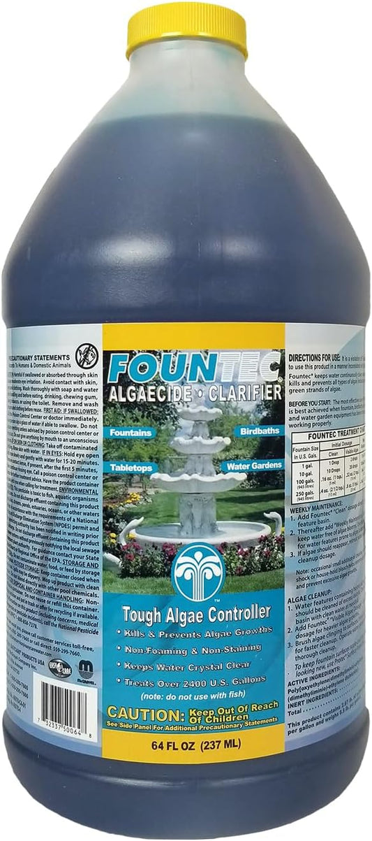 EasyCare FounTec 50064 Algaecide and Clarifier, 64 oz. Bottle, No Size, Blue