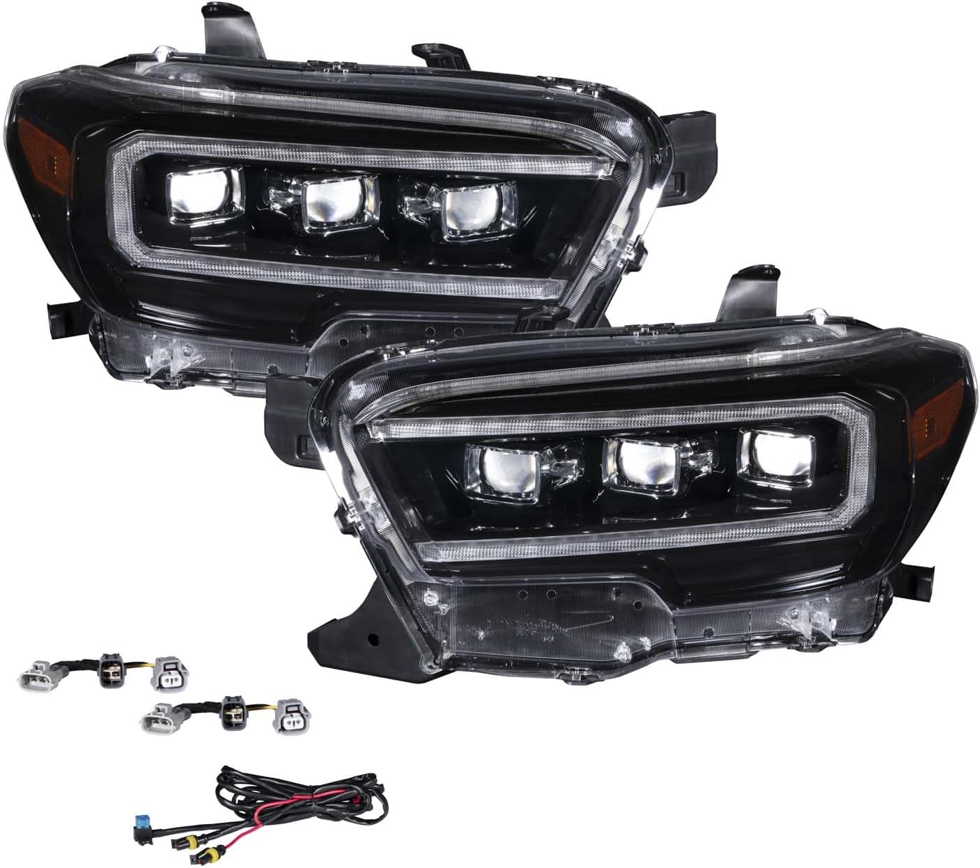 LED Headlights with Amber DRL compatible with Toyota, Tacoma 2016-2023 (pair)