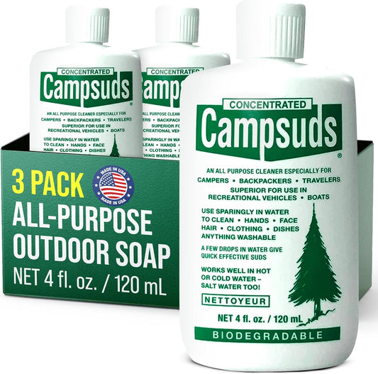 Sierra Dawn Outdoor Soap - Premium Biodegradable Camping & Backpacking Essential - All-Purpose Natural Soap for Dishes, Clothes & Personal Care - Trusted by Outdoor Enthusiasts, 4 Ounce, 3 Bottles