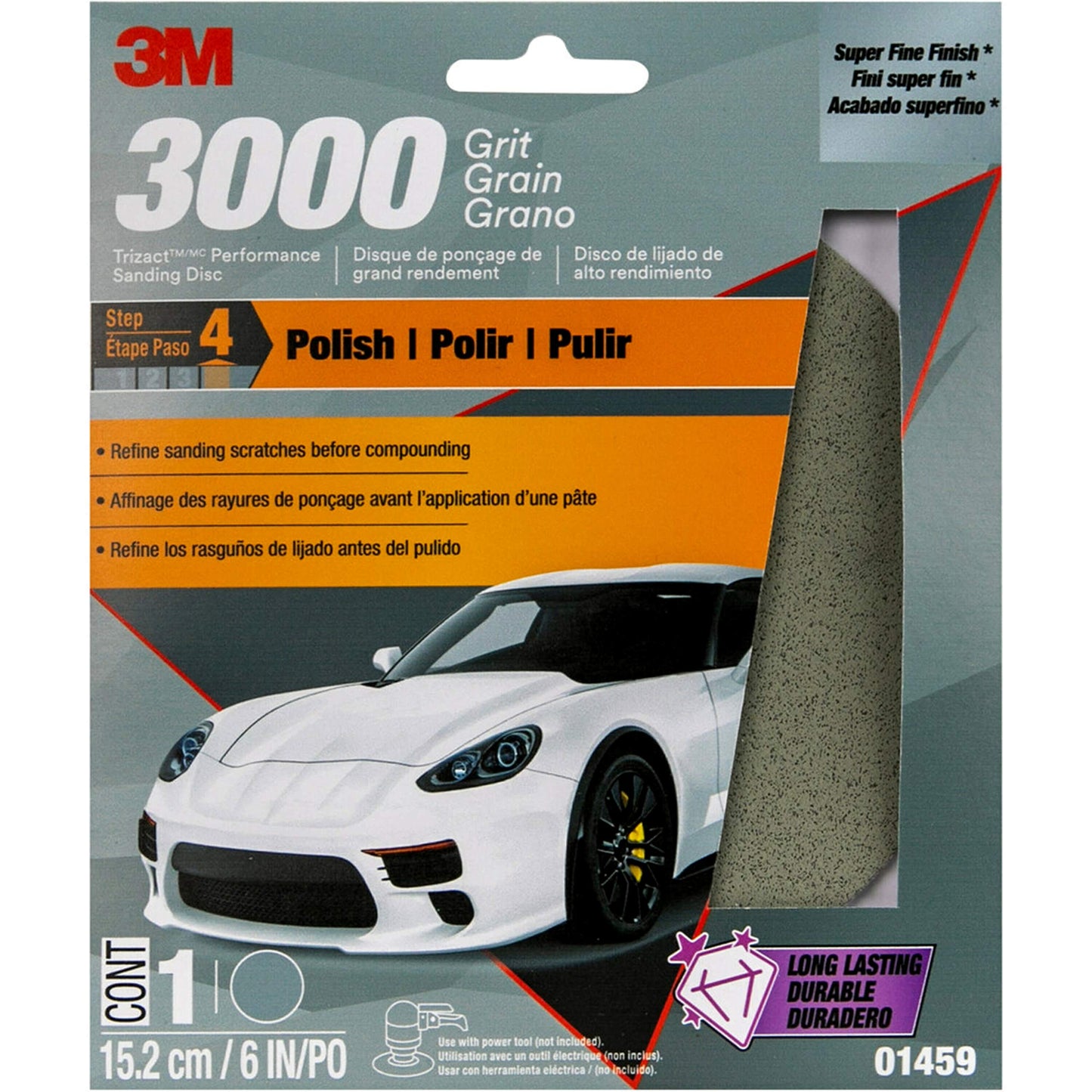 3M Performance 3000 Grit Sandpaper, 3-2/3 in x 9 in, Polish Clear Coat and Paint, Restore Shine, Ideal for Detailed Finishing and Polishing, Very Fine Grade Abrasive for Refined Finishes (03064)
