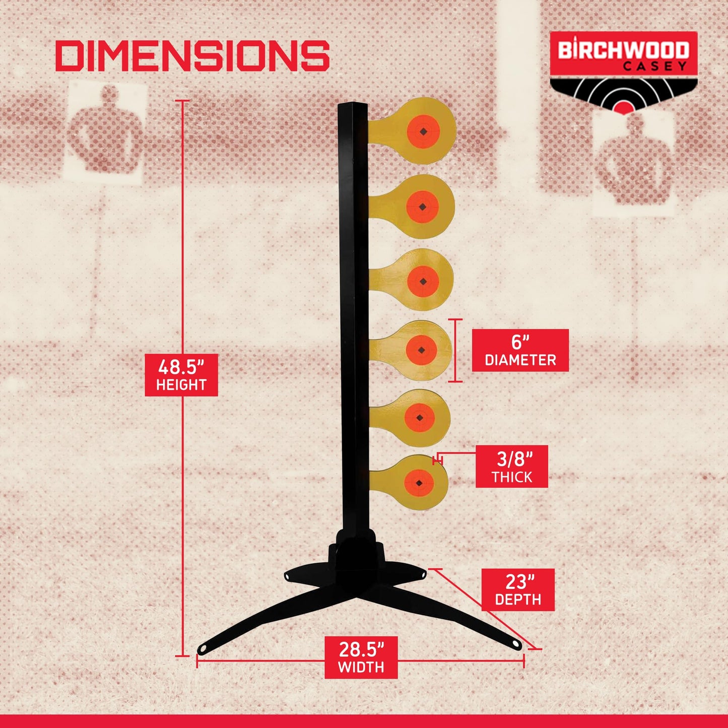 Birchwood Casey Handgun Dueling Tree Target with AR500 Steel Paddles, World of Targets