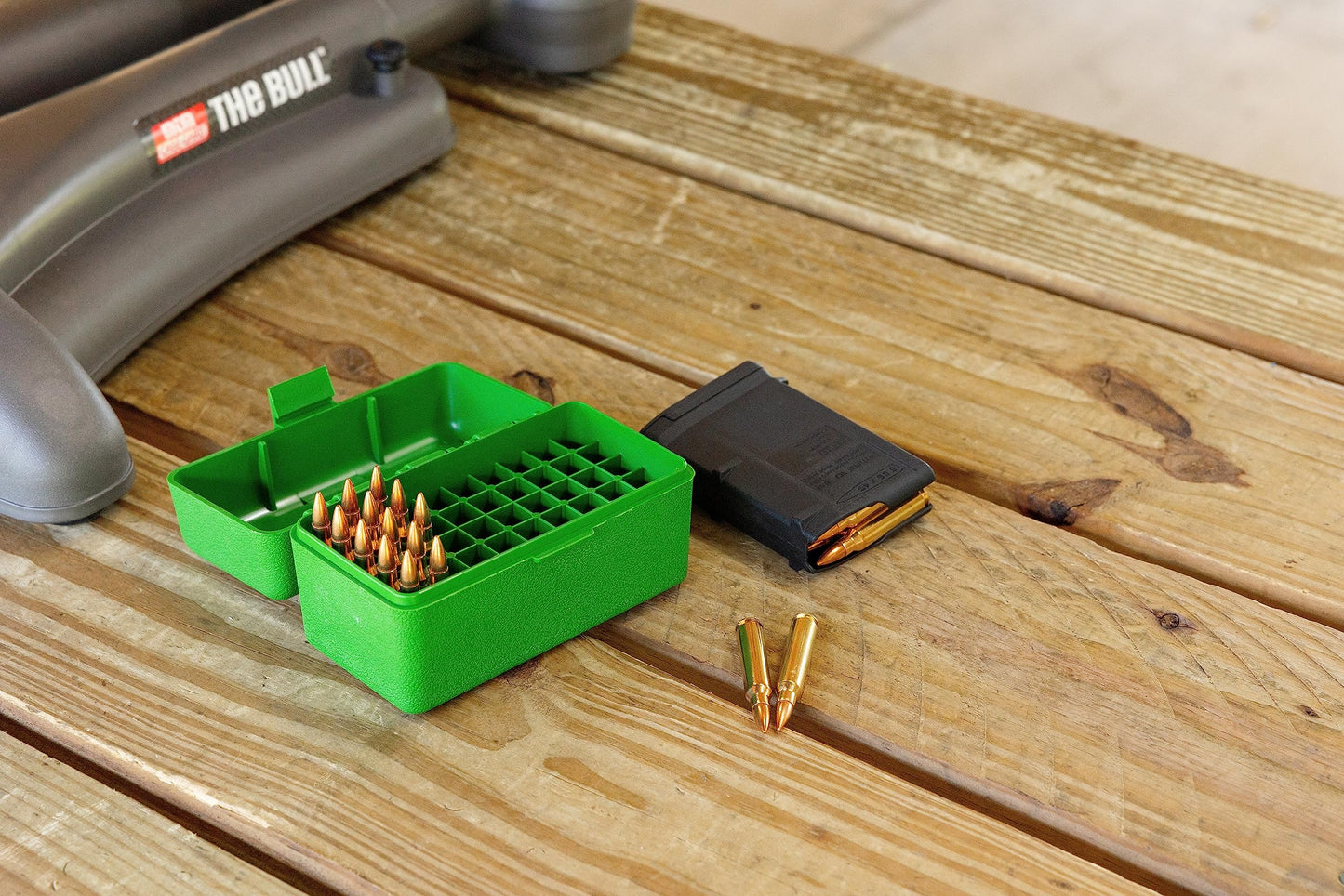MTM RS-50-10 50 Round Flip-Top Rifle Ammo Box .222 to .222 Mag, USA Made, Green